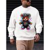 Men's Christmas Hip-Hop Cartoon Print Round Neck Sweatshirt, Soft Comfortable For Home Outings And Parties.