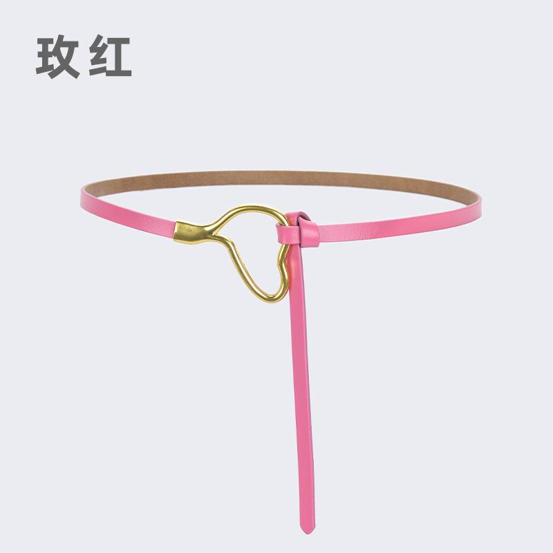 Women'S Leather Belt Knotted Decoration With Dress Shirt Simple Pure Cowhide Thin Belt Trendy