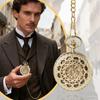 Antique Mechanical Automatic Pocket Watch, Silver: Skeleton Roman Numerals, Analog, Retro Pendant Watch with Gold Chain - Perfect Gift for Birthdays,