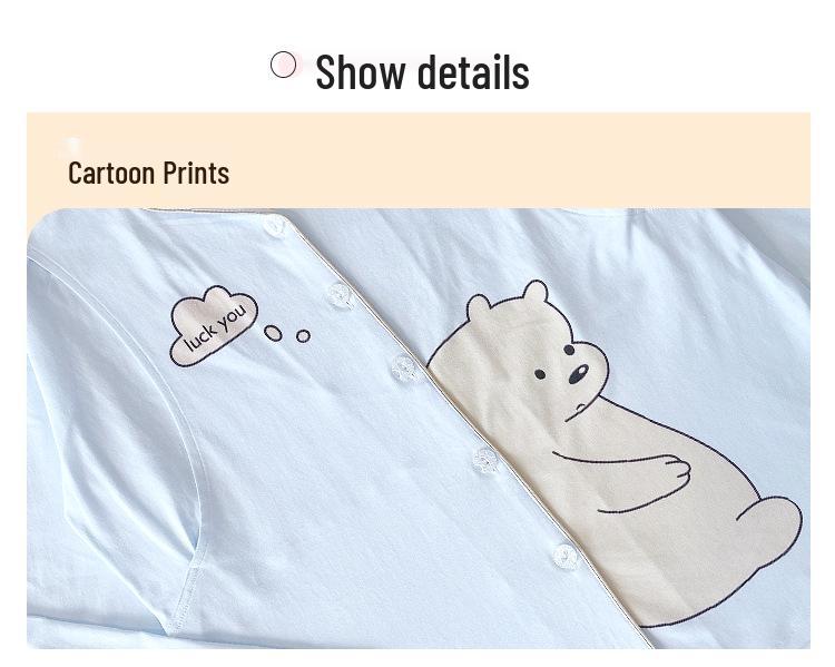 Plus Size Cotton Nursing Pajama Set for Postpartum and Pregnancy - Spring/Summer/Autumn Wear.