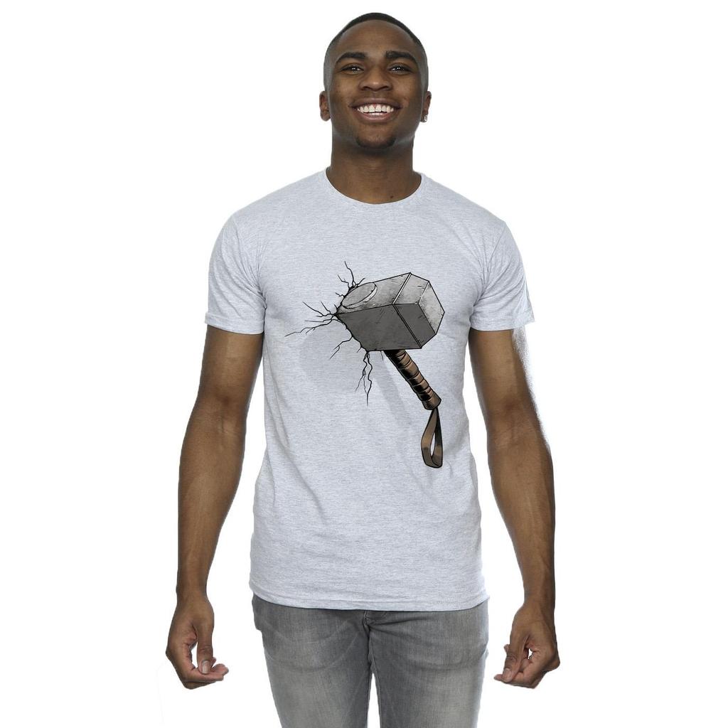 Marvel Universe Mens Thor Hammer Crack T-Shirt