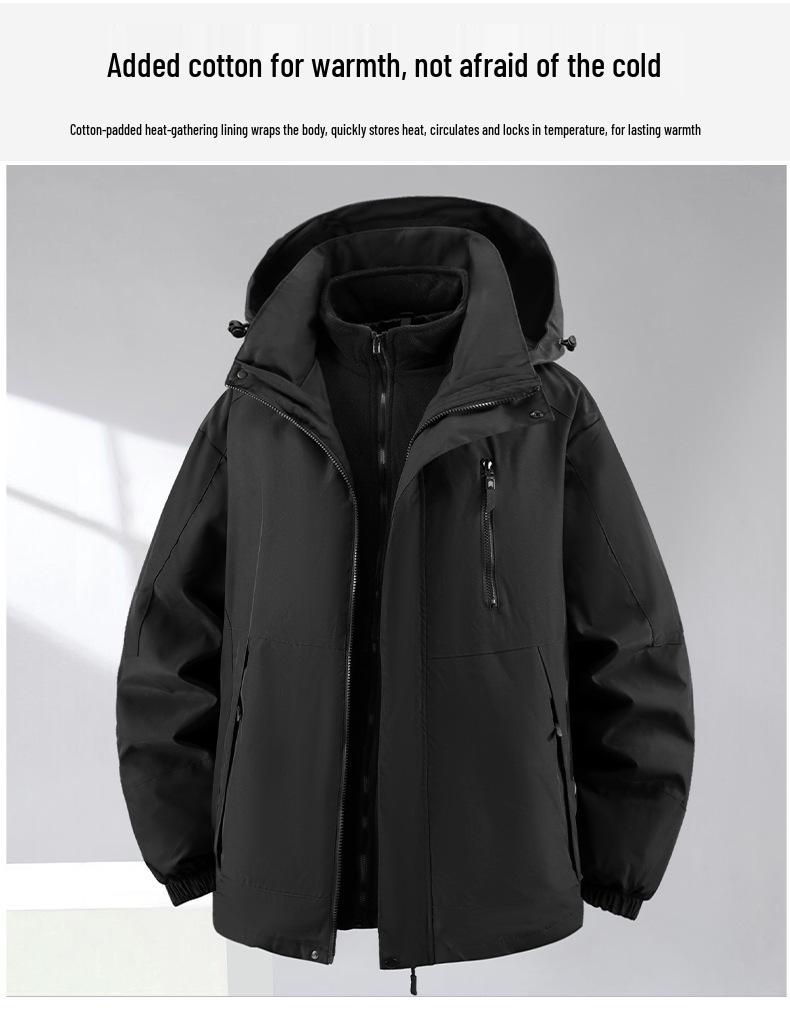 2025 Thick Cotton Jacket - Detachable Waterproof Outdoor Workwear for Cold Protection, Plus Size Available