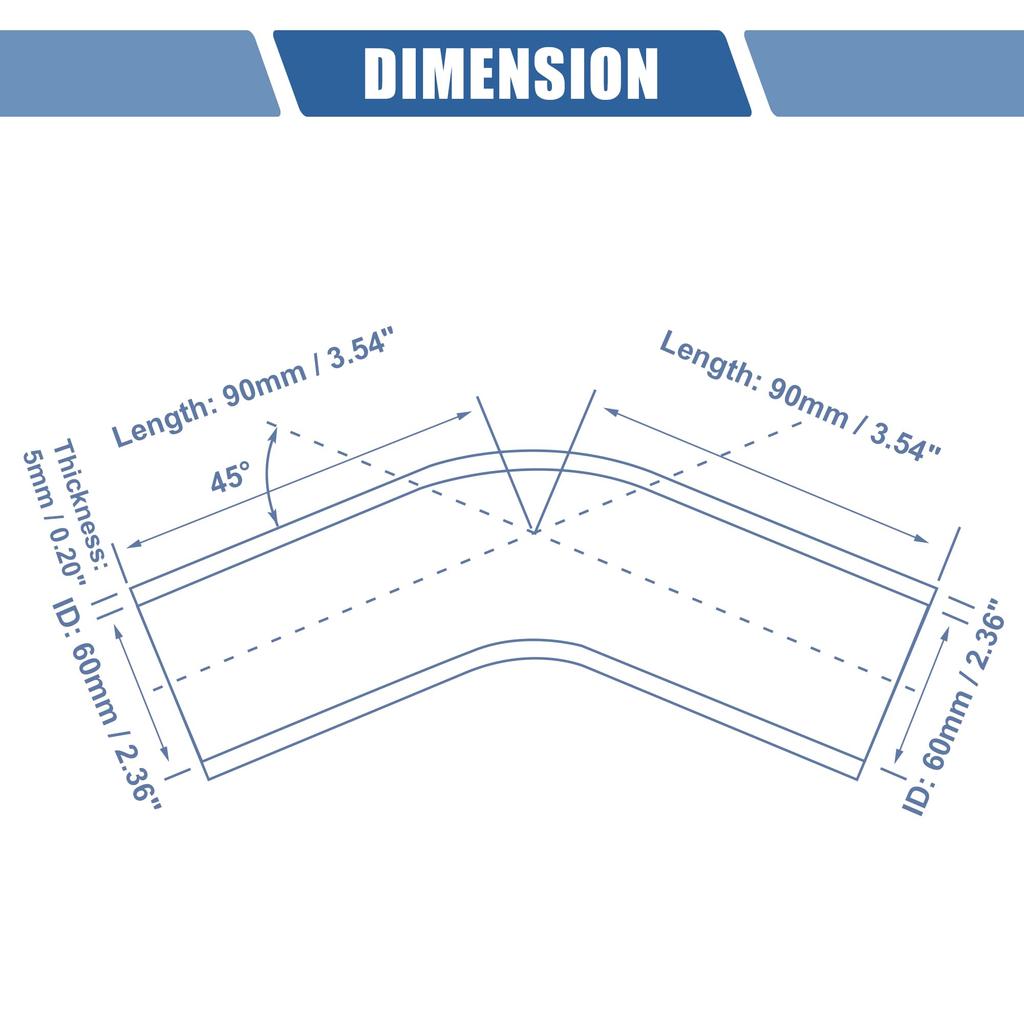 X AUTOHAUX Silicone Hose Silicone Pipe Radiator Hose 1 Piece Inner Diameter 60mm Length