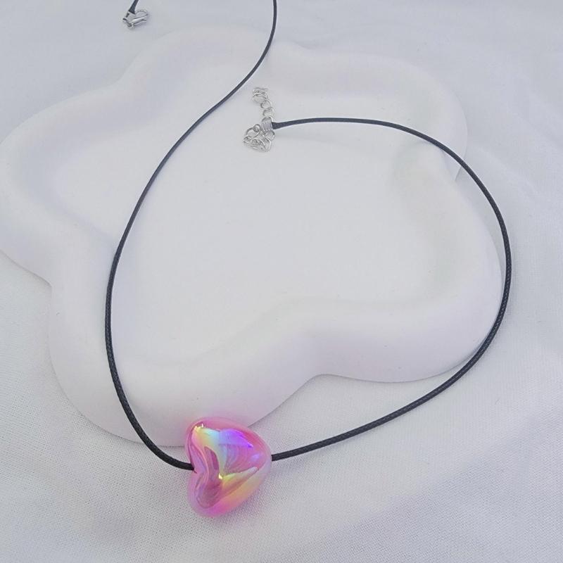 Sweet Heart Pendant Necklace Silver Heart Necklace Fashion Jewelry Women Y2K Gradient Heart Choker Fashion Decoration