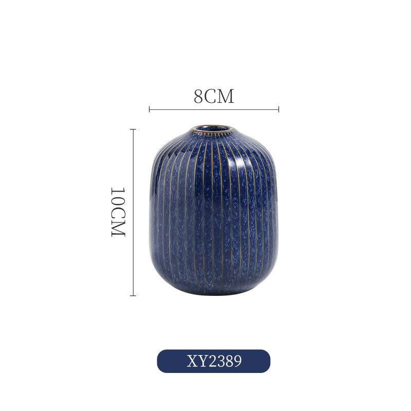 Nordic Mini Blue Ceramic Small Vase Creative Home Dining Table Living Room Bedroom hydroponics Flower Decoration Accessories 1Pc
