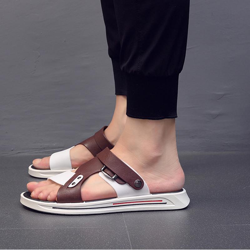 fashion Summer Slippers Men Sandals Platform Soft Comfort Flat Sole Non-slip Flip-flops Fashion Male Casual Beach Two Wear Sports Shoes