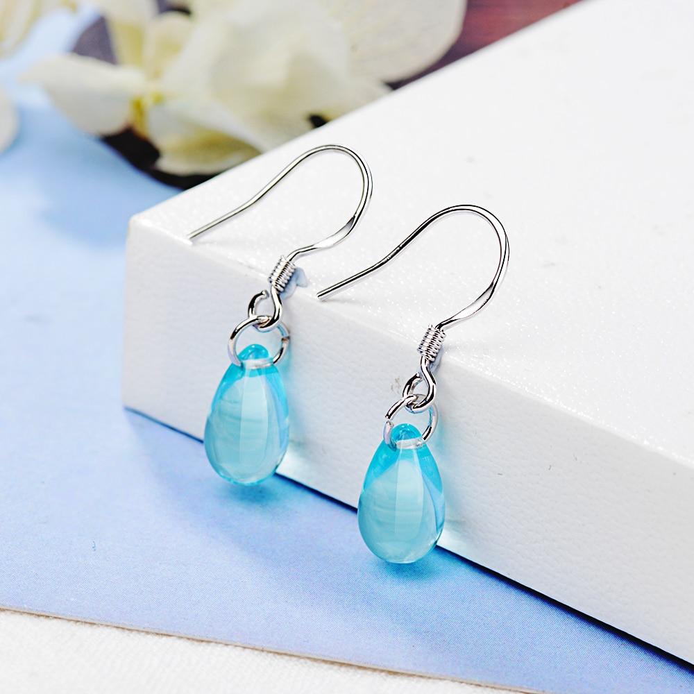 

Литературные синие кристальные серьги-капли для женщин, серьги из стерлингового серебра 925 пробы, букле D oreille S-e666