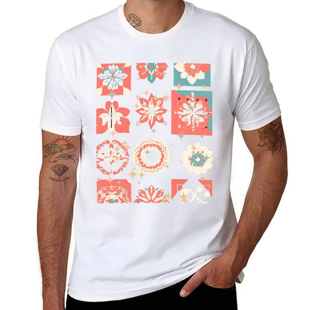 Stars And Floral Pattern Tshirt Heavy Duty Casual Work Tee Tshirt