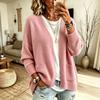 Women's Color Long Sleeve Loose Fit Cardigan Sweater with Pockets for Casual Daily Wear