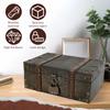 Vintage Wooden Jewelry Box with Combination Lock Antique Treasure Chest Memory Storage Box for Trinkets Money Keepsakes Photos