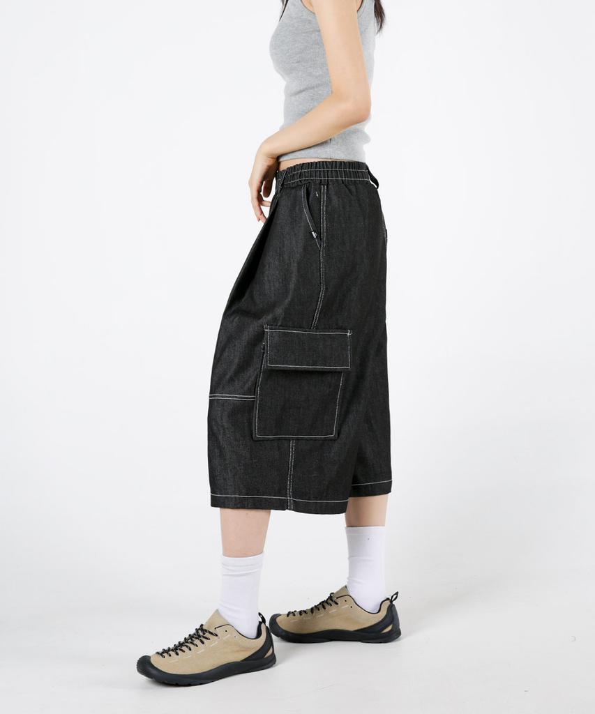 UMM Women'S Double-Tuck Bermuda Cargo Denim Pants 2 Colors