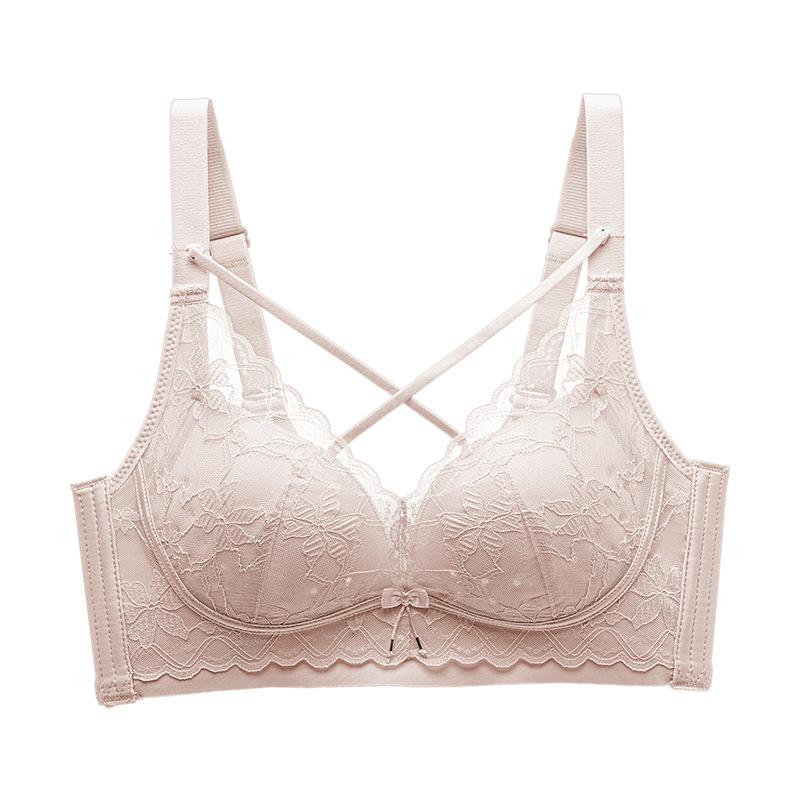 Thin hole cup, lace, comfortable chest, no steel ring, closed pair of breasts, bra cover gathered and adjusted