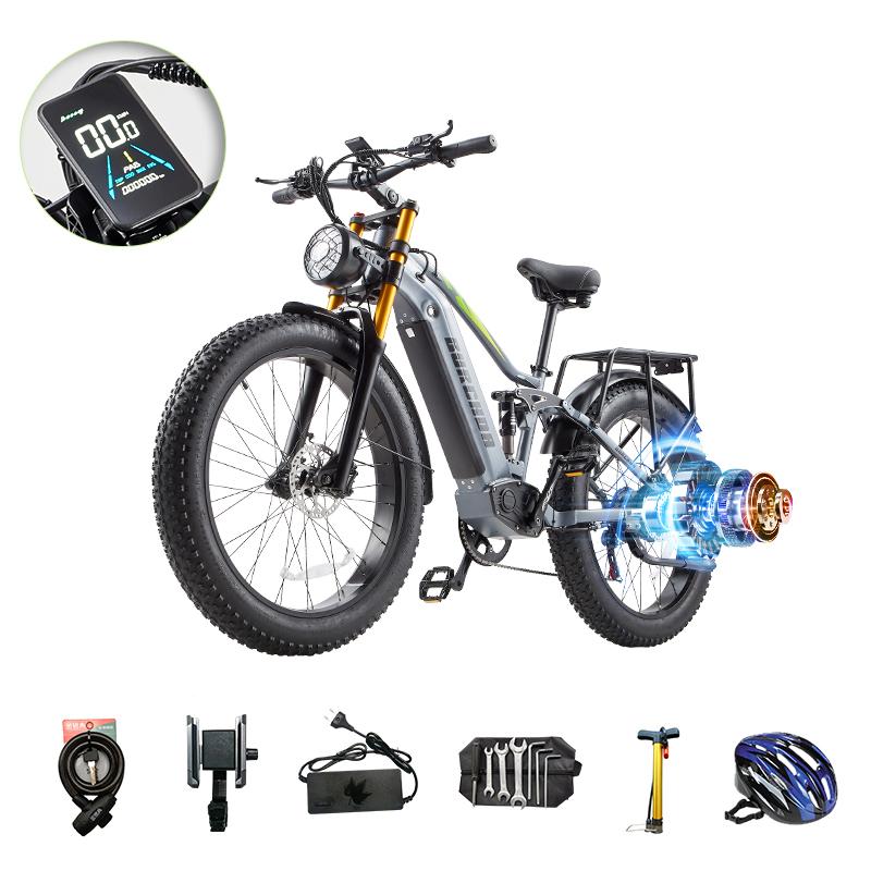 BURCHDA Elektrické kolo RX80 pro dospělé, motor 2500W, baterie 48V 20AH, 26' široké terénní pneumatiky, horské a sněhové elektrické kolo, terénní kolo