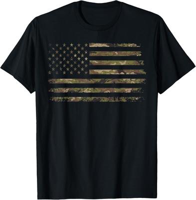 Camo American Flag USA Camouflage Men Boys Women Girls Gift Unisex T-Shirt