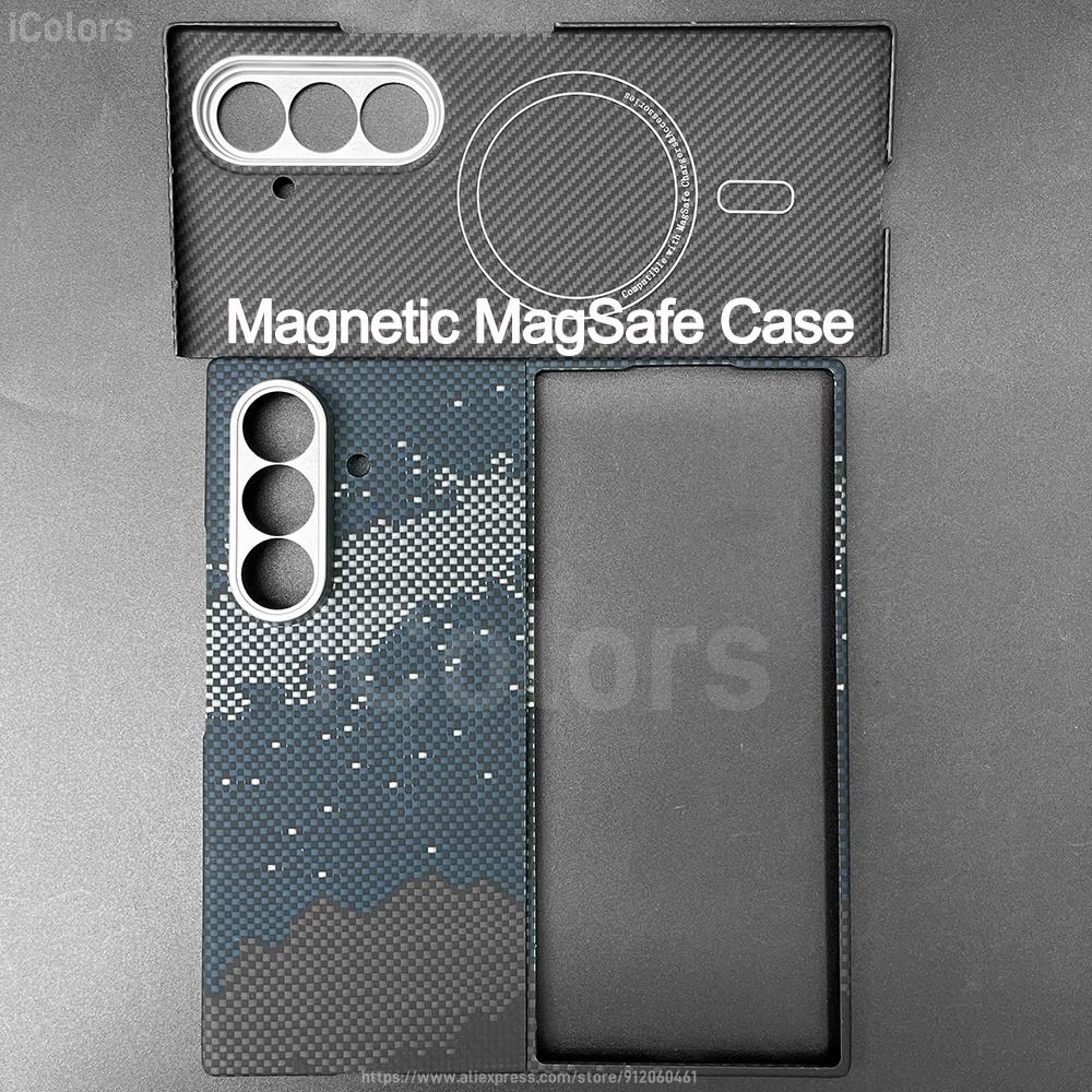 Magnetic Aramid Case For Samsung Galaxy Z Fold 7  Carbon Fiber Magsafe Case Magnetic Shell Cover Camera Lens Protection