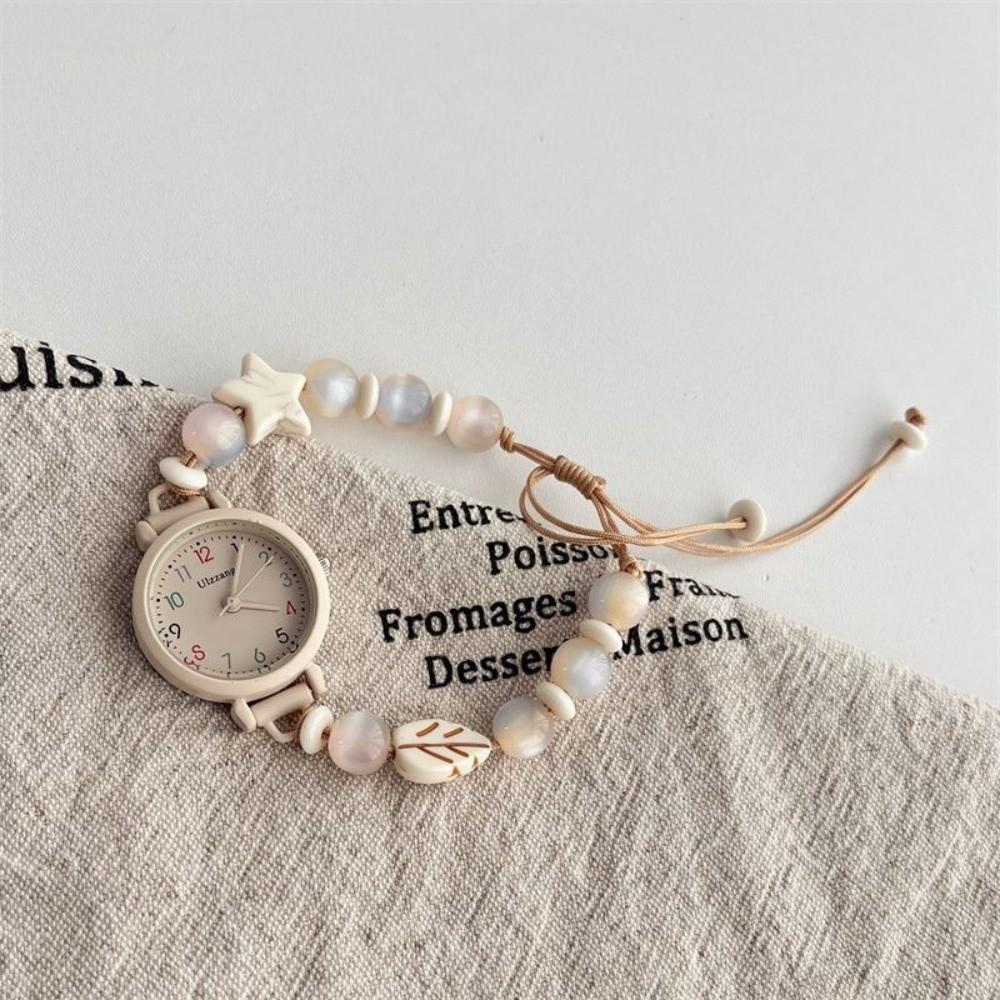 

Adjustable Chain Watch Beaded Quartz Watch New Bracelet Watch Women Girls B