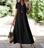 Neues Sommerkleid mit Reißverschluss hinten, kurzärmlig, aus Baumwolle und Leinen, einfarbig, modisch, figurbetont