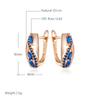 Sparkling Rhombus Blue Natural Zircon English Earrings For Women Fashion  Rose Gold Color Wedding Daily Jewelry