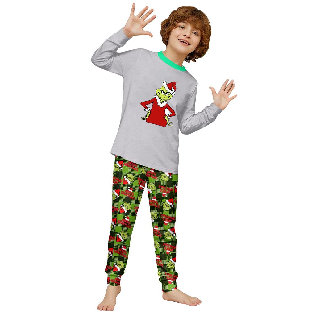 Weihnachtstag Drucke Familie Passend Langarm Tops+Hosen Set Familie Passende Sets