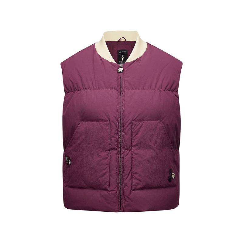 Skechers SmileyWorld Collaboration Comfortable Fashionable Versatile Zip Vest Women vest Purple Brown L424W173-01G8 S