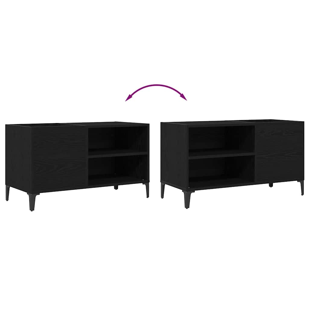 Vinyl Record Cabinet Black Oak Effect 84.5 x 38 x 48 cm