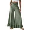 Women's Solid Color Ruffled Versatile Wide Leg Pants, Loose Casual Pants