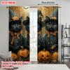 2pcs  2D plane printing Contemporary Curtains Witch Black Cat and pumpkin themed Durable 100% Polyester Fabric (without rod)