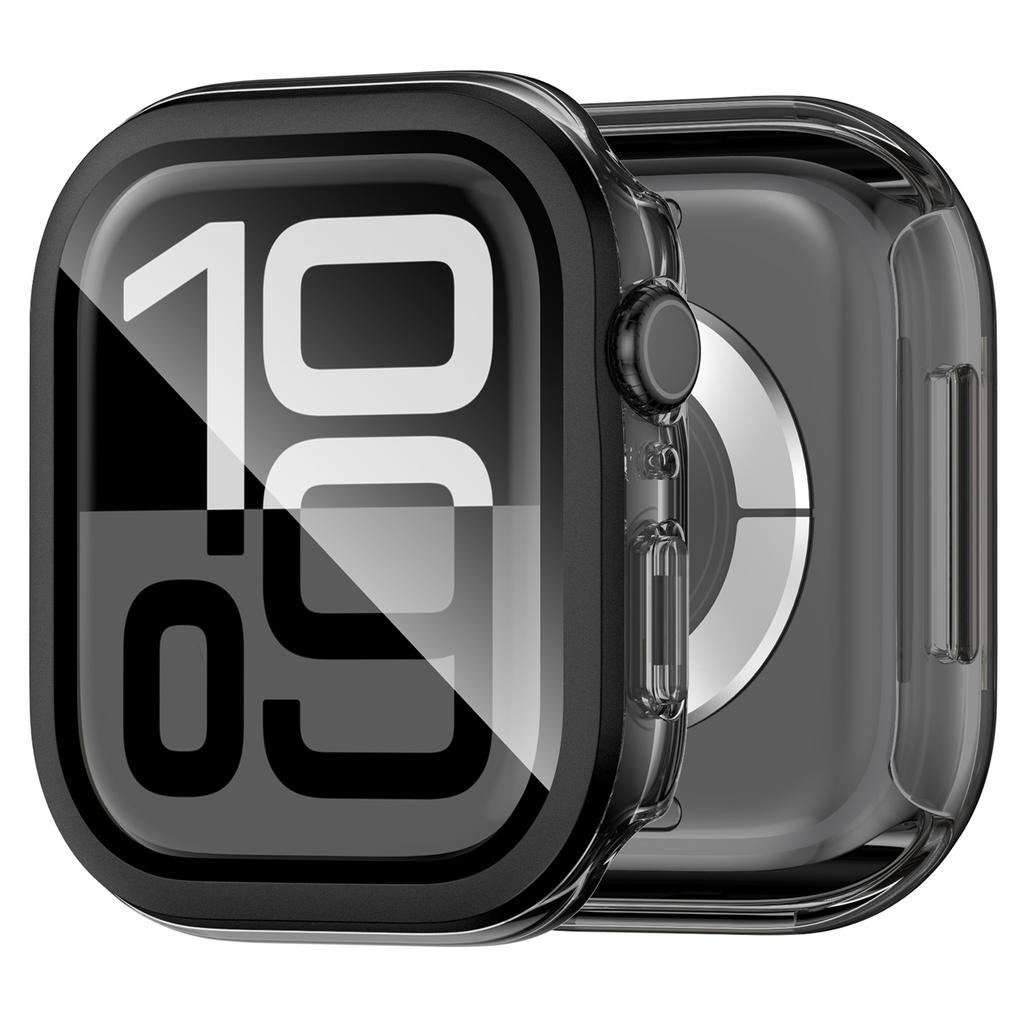 Für Apple Watch Series 10 46mm Hartes PC IML Uhrengehäuse mit gehärtetem Glas Bildschirmschutzfolie