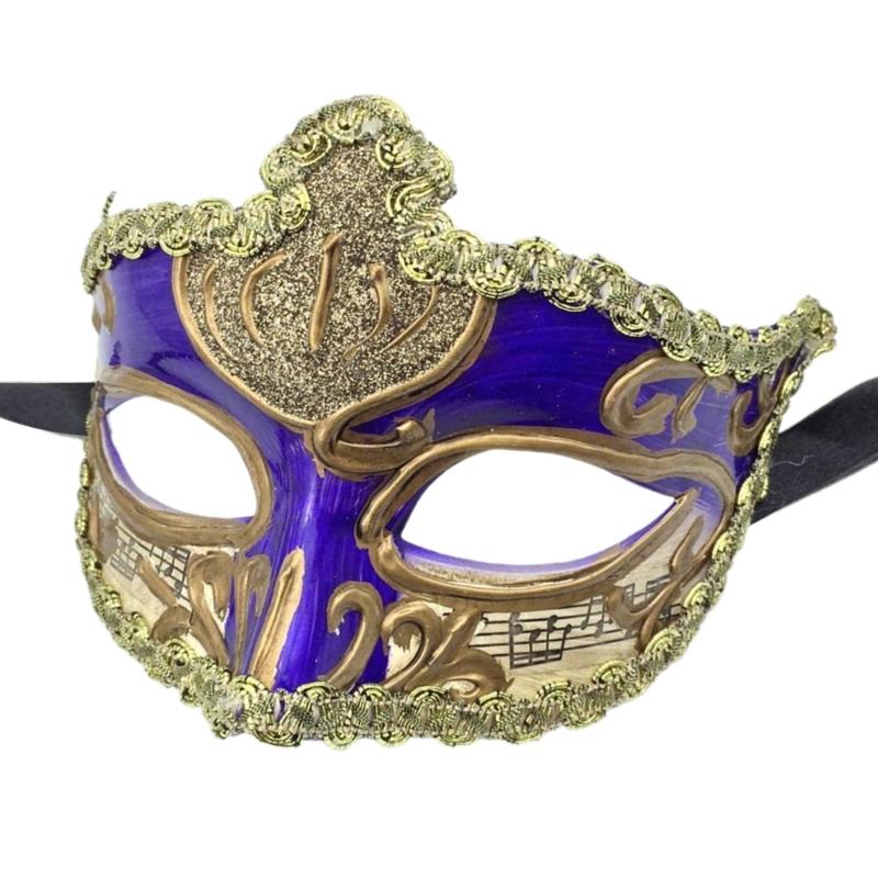 Unisex Masquerade Mask Half Face Mask Halloween Party Mask Hand Painted Masquerade Eye Mask For Men Women Cosplay фиолетовый