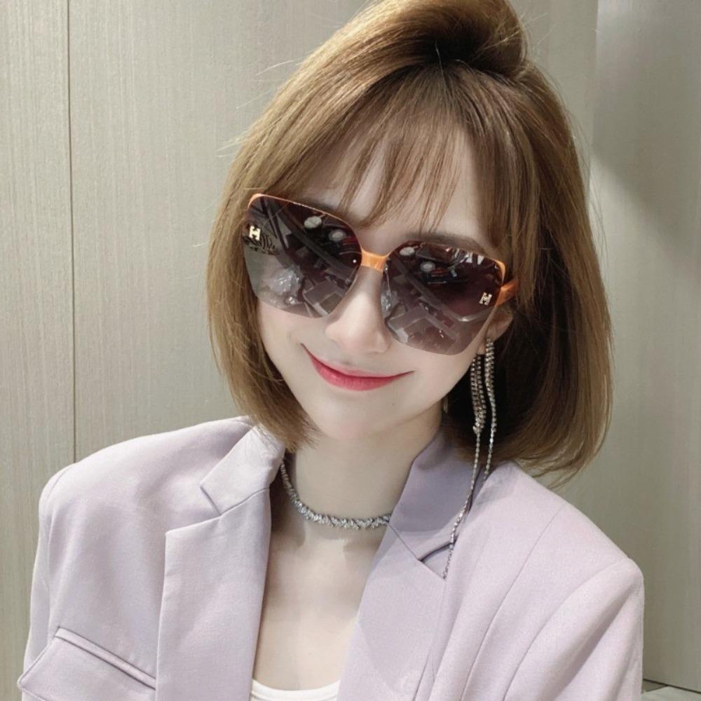 3PCS Retro Women Sunglasses Fashion Rimless  Sun Glasses Shades Lady Cutting Lens Ladies Frameless Eyeglasses