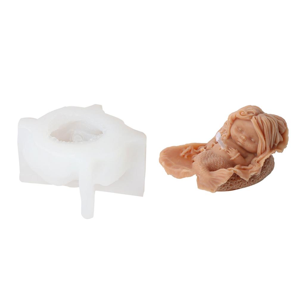 Mermaid Princess Candle Silicone Mold DIY Handmade 3D Ocean Plaster Epoxy Resin Mould Gypsum Molds Desktop Decoration