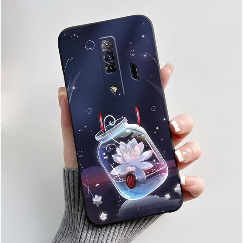 Per Custodia Red Magic 7 NX679J Per Nubia Red Magic 7S Cover Posteriore Carino Coniglio Amore Nero Morbido TPU Custodia per Telefono Per RedMagic 7 7S Guscio