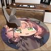 1pc Anime Design Round Carpet Cute Cat Girl with Pink Hair and Green Eyes, Office Chair Mat, Home Decor, Living Room, Bedroom, Non Slip Rug, Gift