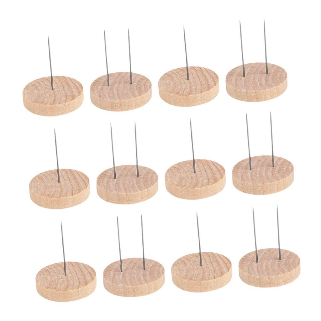 12 Pieces Crochet Dolls Display Stand Doll Holder Decorative Sturdy Metal Pins DIY Wood Base