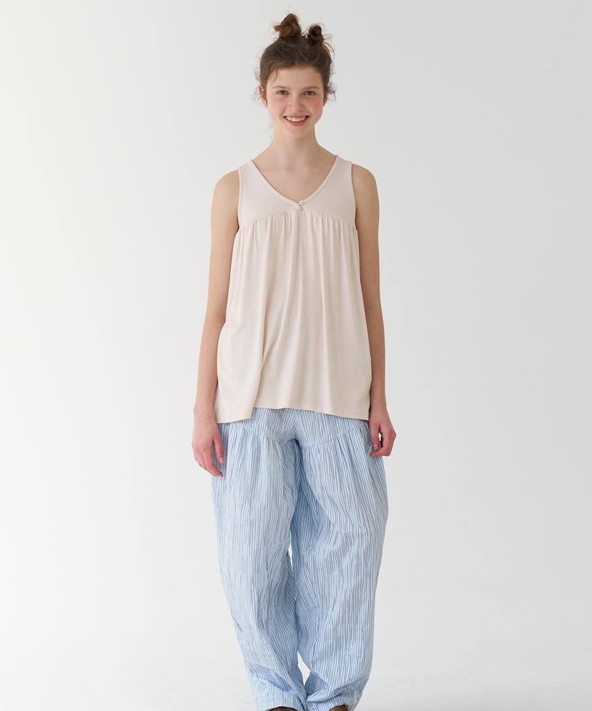 PESTO Shirred Sleeveless Top Peach