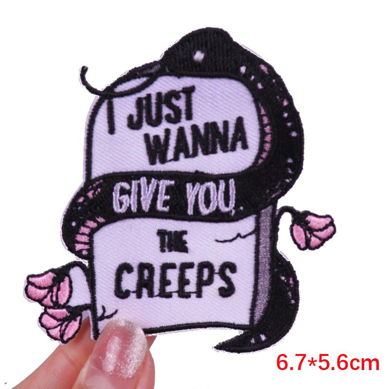 Horror Skull Patch Punk /Letter Embroidered Sew Patch Jackets Backpack Diy Iron On Patches For Clothing Ironing /Stickers 