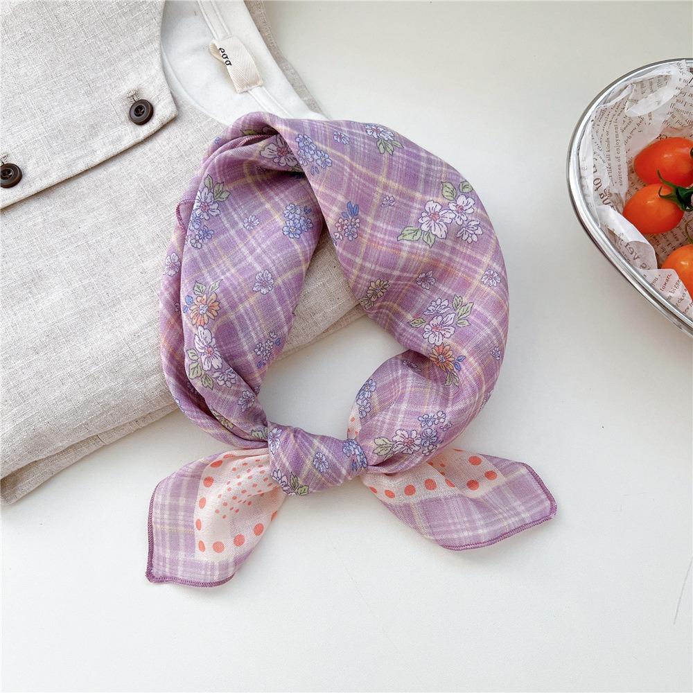 Floral Cotton Linen Print Scarves Cashew Square Handkerchief Simple Small Square Scarf  Outdoor
