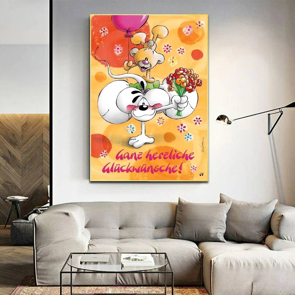 Kreskówka D-Diddl Klasyczne Anime Plakaty Samoprzylepne HD Jakość Sztuka Ścienna Retro Plakaty do Domu Kawaii Wystrój Pokoju