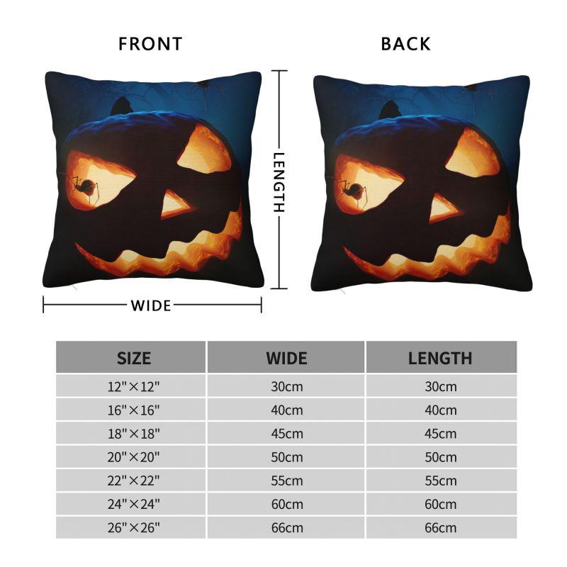 Custom Fashion Halloween Pumpkin And Spiders Cushion Cover Velvet Jack O Lantern Pillow Case For Sofa Car Square Pillowcase