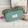 Lace checkered makeup bag, Ins minimalist niche style, high-value large-capacity cosmetic pouch, portable for travel and daily use.