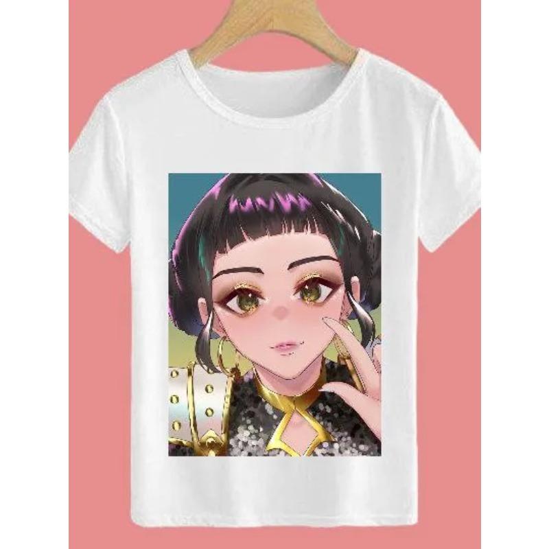 Casual Loose Short-sleeved Fashion Printed Top Simple T-Shirts Girls