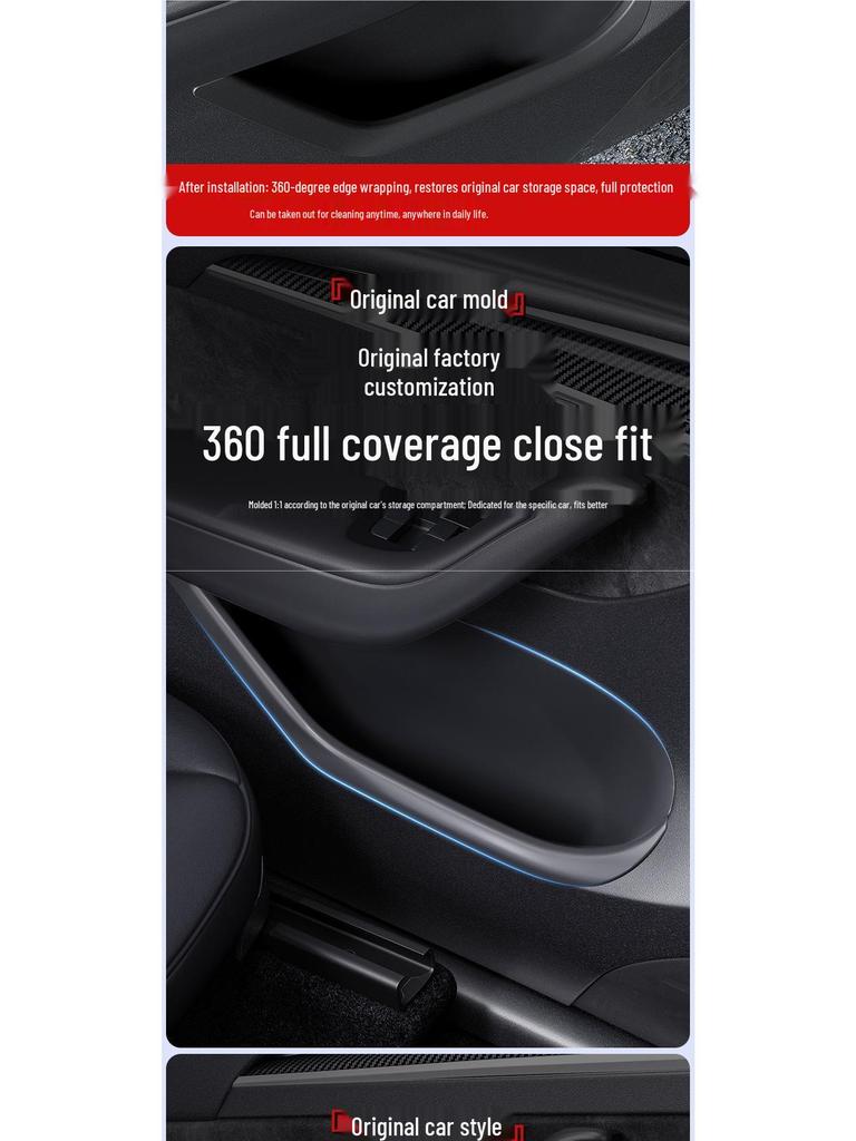 Tesla Model 3/Y Updated Door Slot Storage Box with Mat Accessories