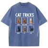 Cats Funny Cat Tricks Graphic T Shirts High Quality Adult Clothes Retro Washed Tops Tees Memorial Day