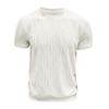 Mens Short Sleeve Jacquard Knit Round Neck Pullover T Shirt