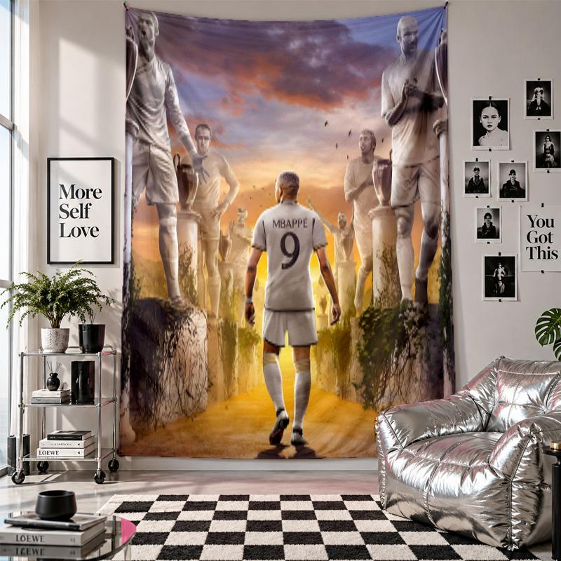 Wall TapestryKylian Mbappe Art Hanging Cloth Decorative Background Cover for Room Decoration