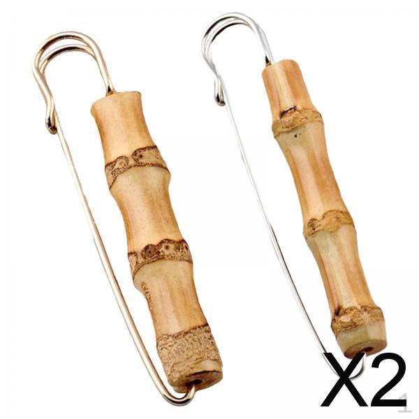 

2x 2Pcs Bamboo Wood Brooch Extra Large Gifts Charm for Sweaters Decoration Women Girls
