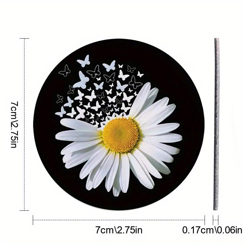 2 ks Podložka pod nápoj do auta, izolační podložka pod kelímek s vodou do auta, kulatá protiskluzová podložka s kreativním vzorem sedmikrásky s potiskem ve vysokém rozlišení