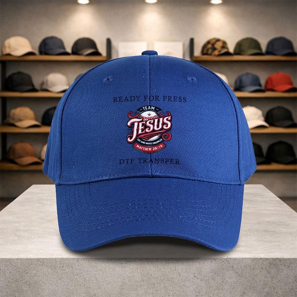 Team Jesus Graphic Baseball Cap Adjustable Polyester Solid Color Outdoor Sports Snapback Hat