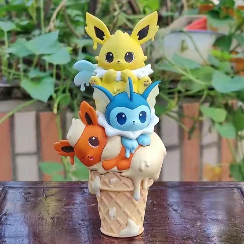 Cute Kawaii Pikachu Snorlax Psyduck Bulbasaur Icecream Figure Toys for Girls