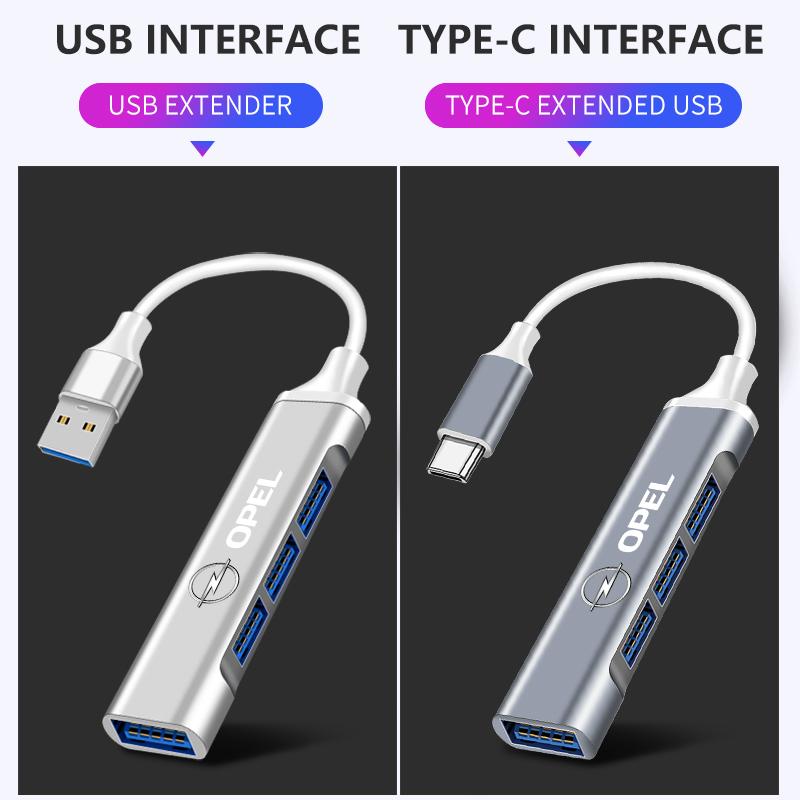 Car 4 Port USB HUB High Speed Type C Multi Splitter Adapter Accessories For Opel Insignia